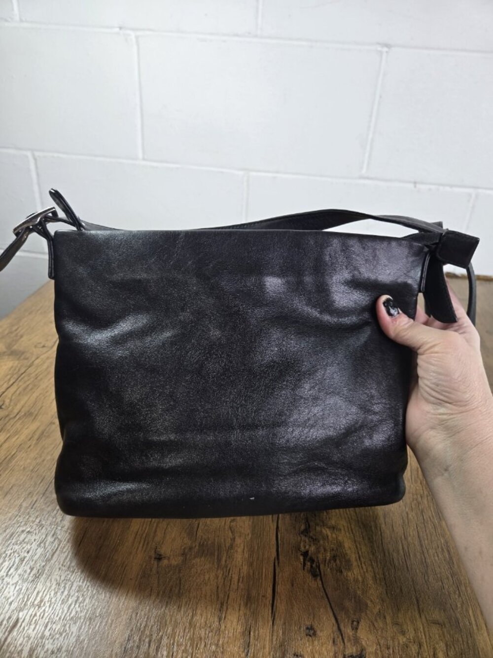 vtg y2k Etienne Aigner Black Leather Shoulder Bag minimalist - Picture 5 of 9